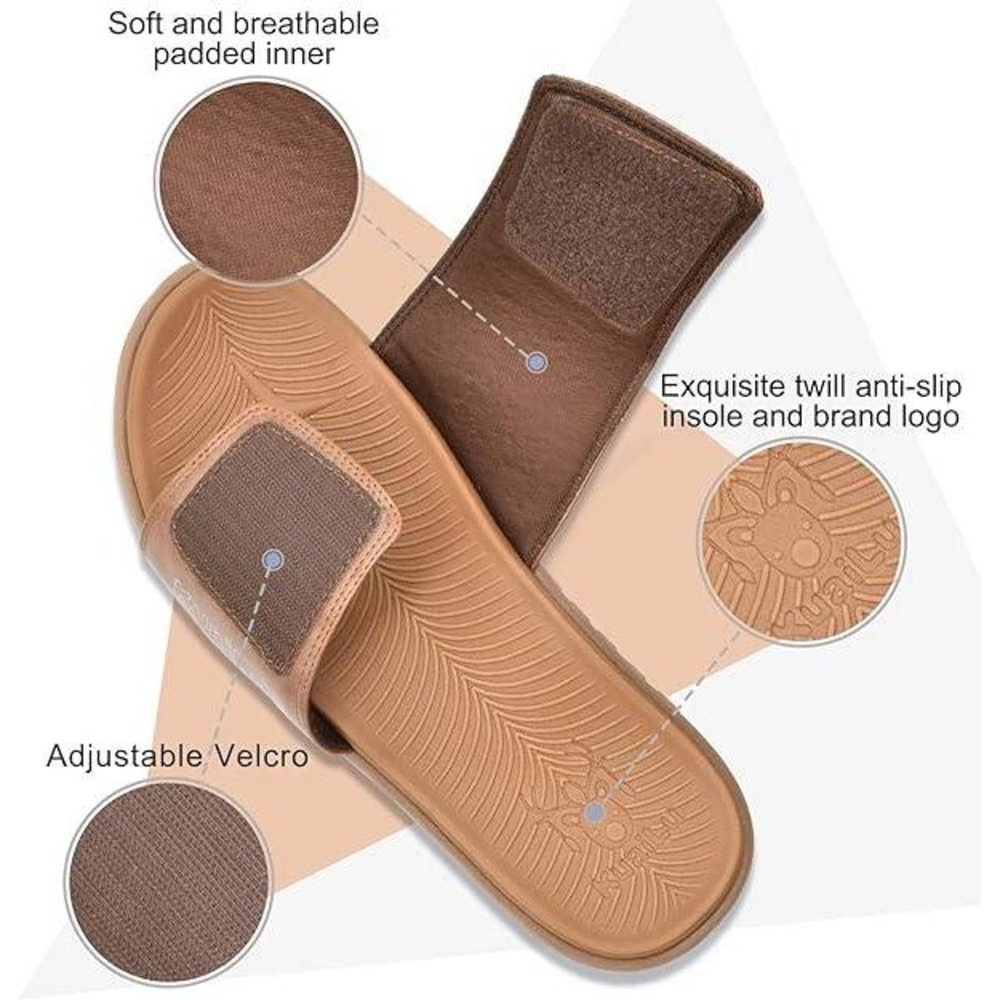 New KuaiLu Mens Slide Sandals Khaki US 10 Orthotic Arch Support Athletic Sport - Picture 3 of 7